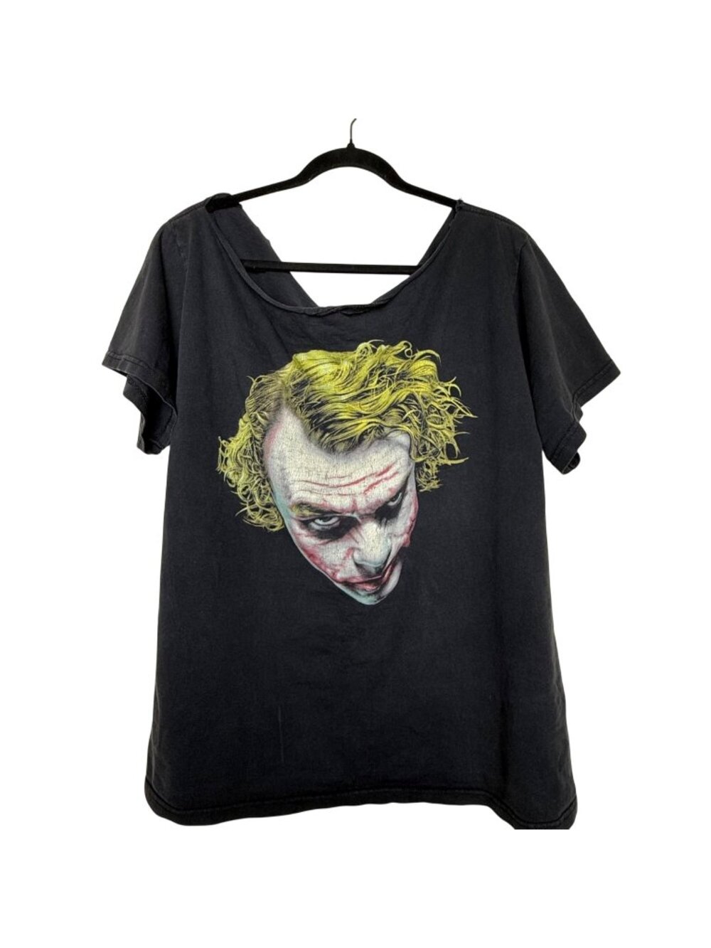 Vintage 00s The Dark Knight Joker Heath Ledger Distressed Black Tee Sz XL